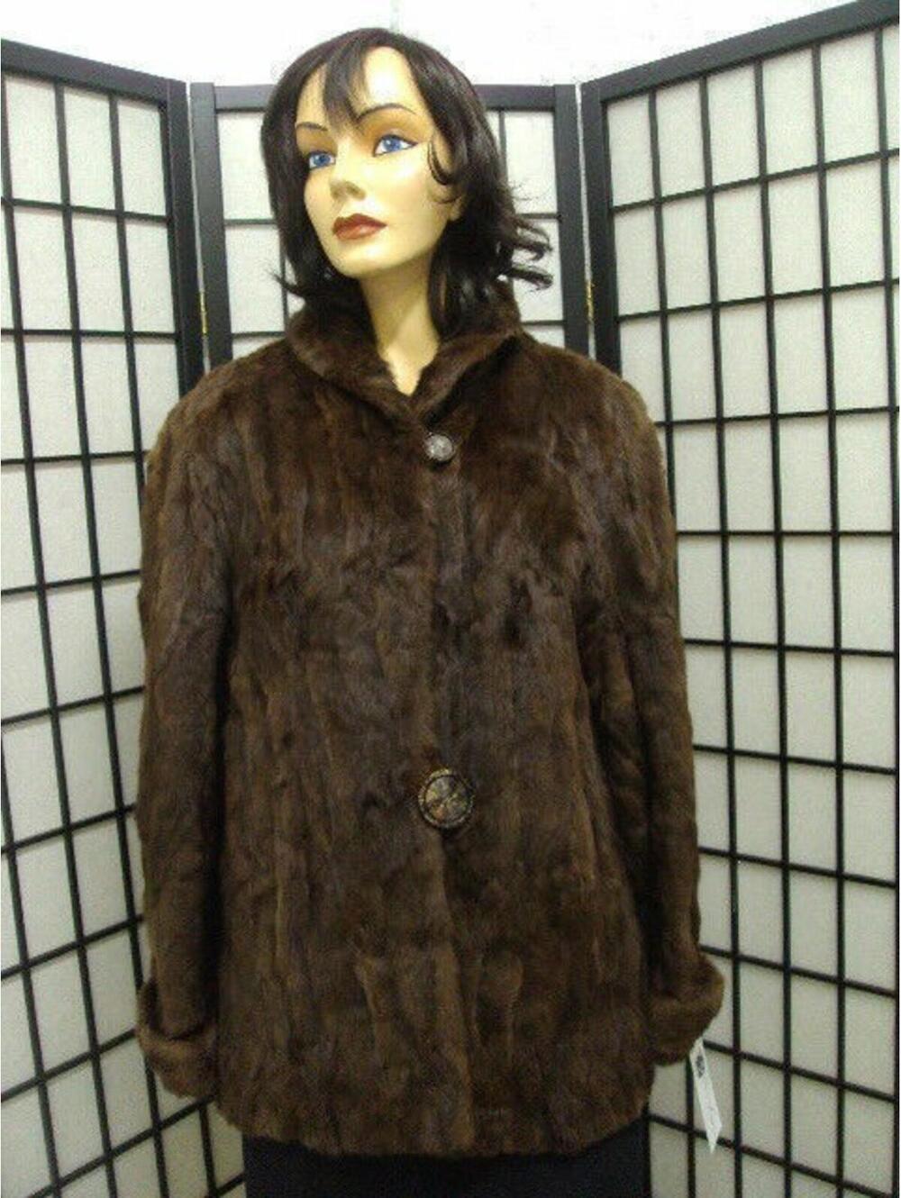 MINT BROWN SQUIRREL FUR COAT JACKET WOMEN WOMAN SIZE 8 MEDIUM